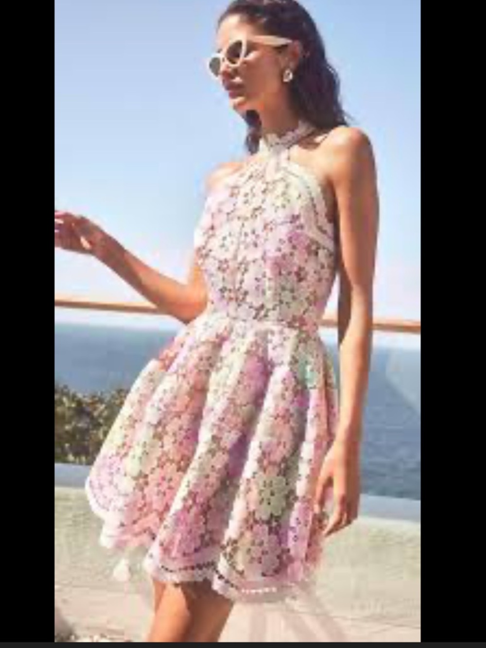 Elliatt Lace Dress in Peach with Mint Trim sz S